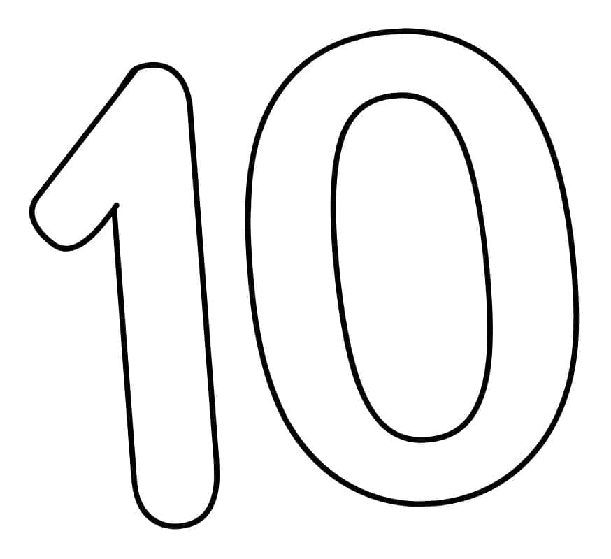 Desenho de Número 10 para Crianças para Colorir