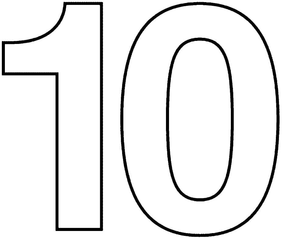 Desenho de Número 10 Perfeito para Colorir