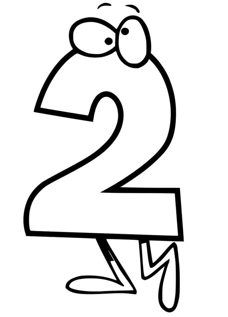 Desenho de Número 2 para Crianças para Colorir