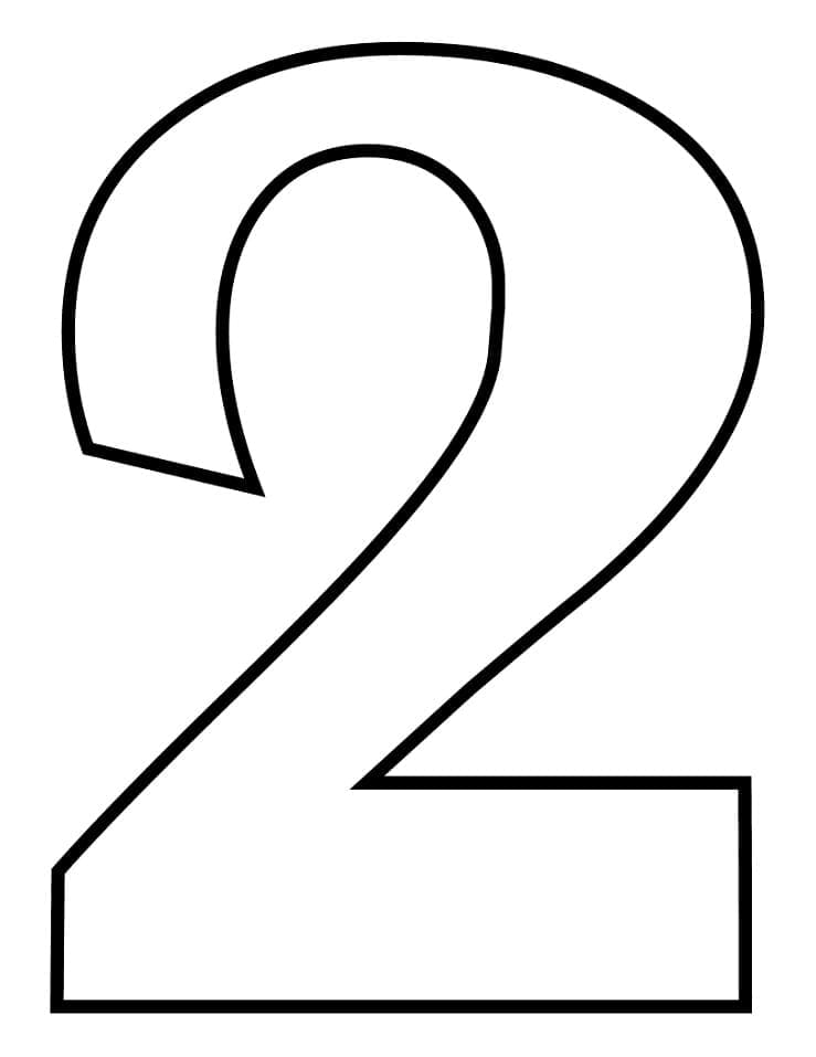Desenho de Número 2 Simples para Colorir