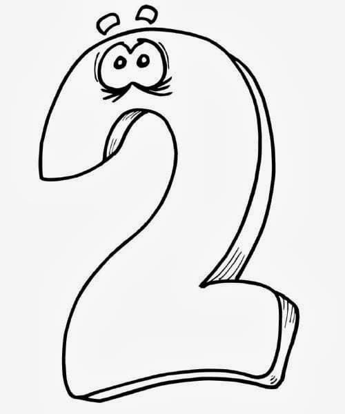 Desenho de Número 2 Triste para Colorir