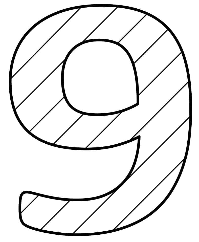 Desenho de Belo Número 9 para Colorir