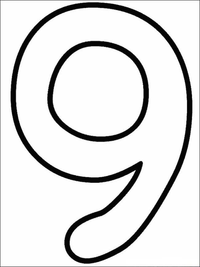 Desenho de Número 9 Grátis para Colorir