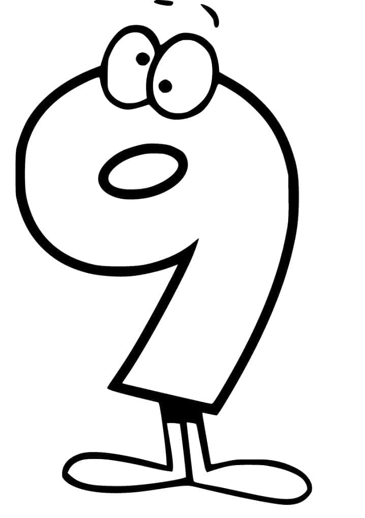 Desenho de Número 9 Hilariante para Colorir