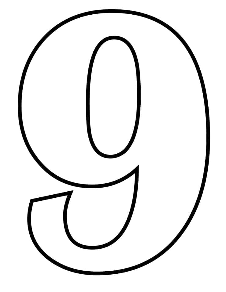 Desenho de Número 9 Perfeito para Colorir