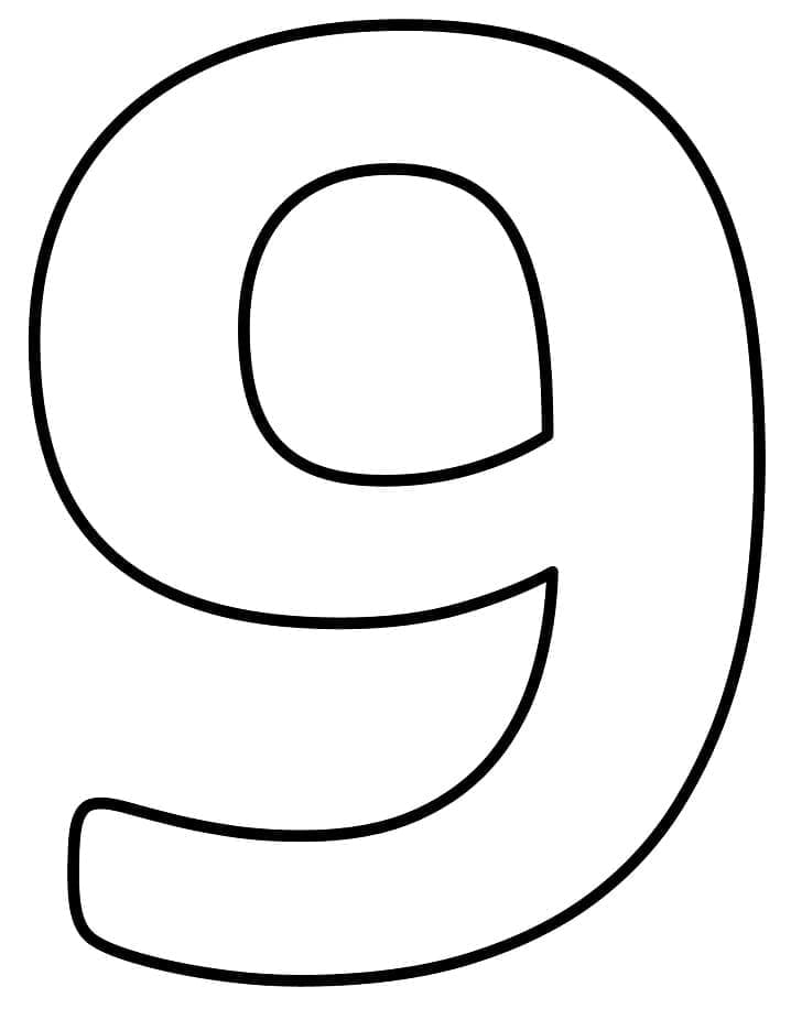 Desenho de Número 9 Simples para Colorir