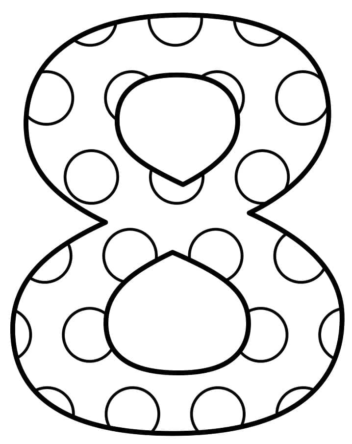 Desenho de Belo Número 8 para Colorir