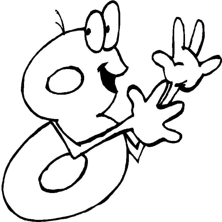 Desenho de Número 8 Animado para Colorir