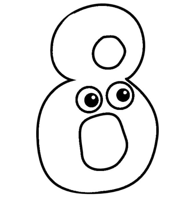 Desenho de Número 8 com Olhos para Colorir