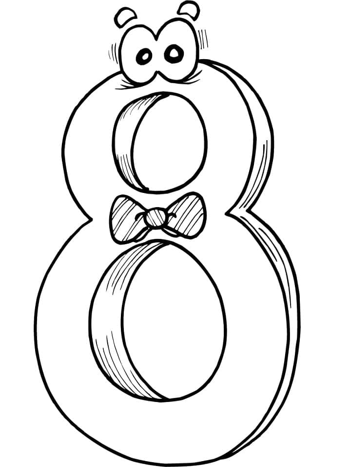 Desenho de Número 8 e Olhos para Colorir