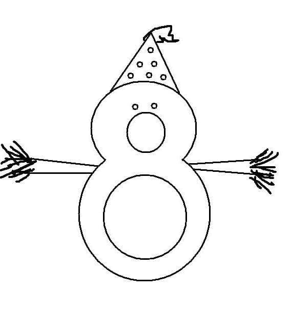 Desenho de Número 8 Grátis para Crianças para Colorir