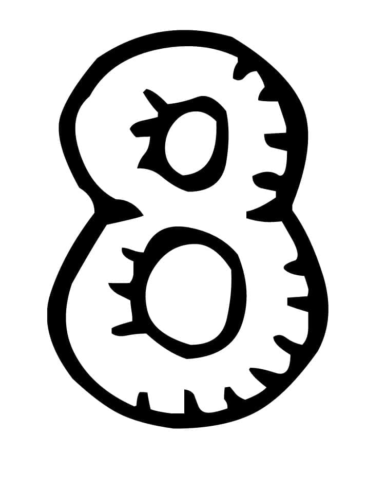 Desenho de Número 8 para Crianças para Colorir