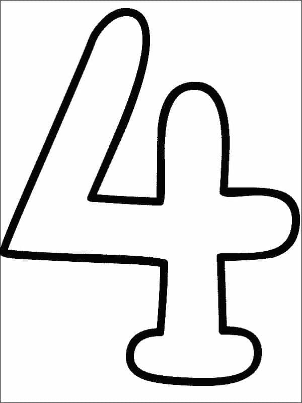 Desenho de Número 4 Grátis para Colorir