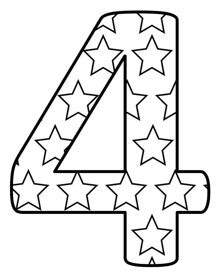 Desenho de Número 4 Grátis para Crianças para Colorir