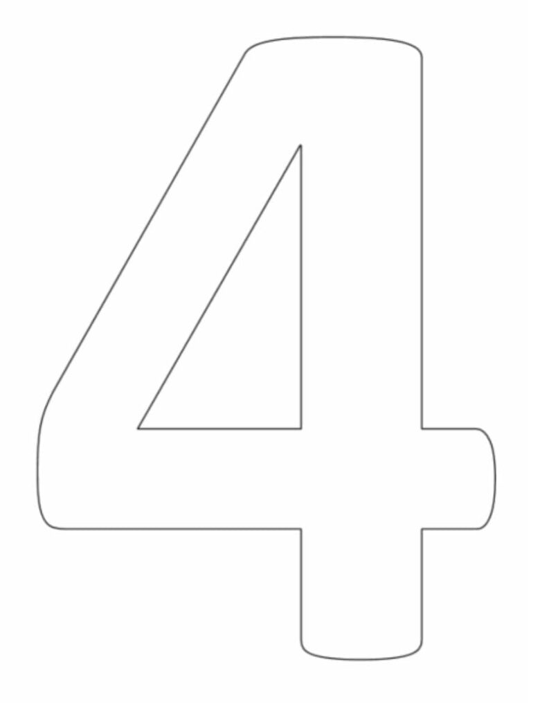 Desenho de Número 4 Imprimivel para Colorir
