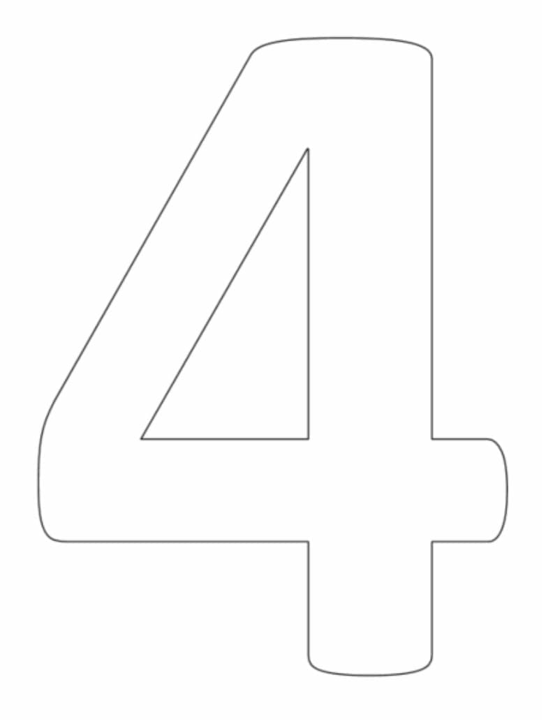 Desenho de Número 4 Imprimivel para Colorir