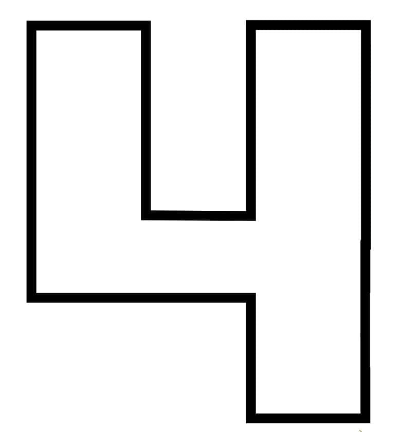 Desenho de Número 4 Simples para Colorir
