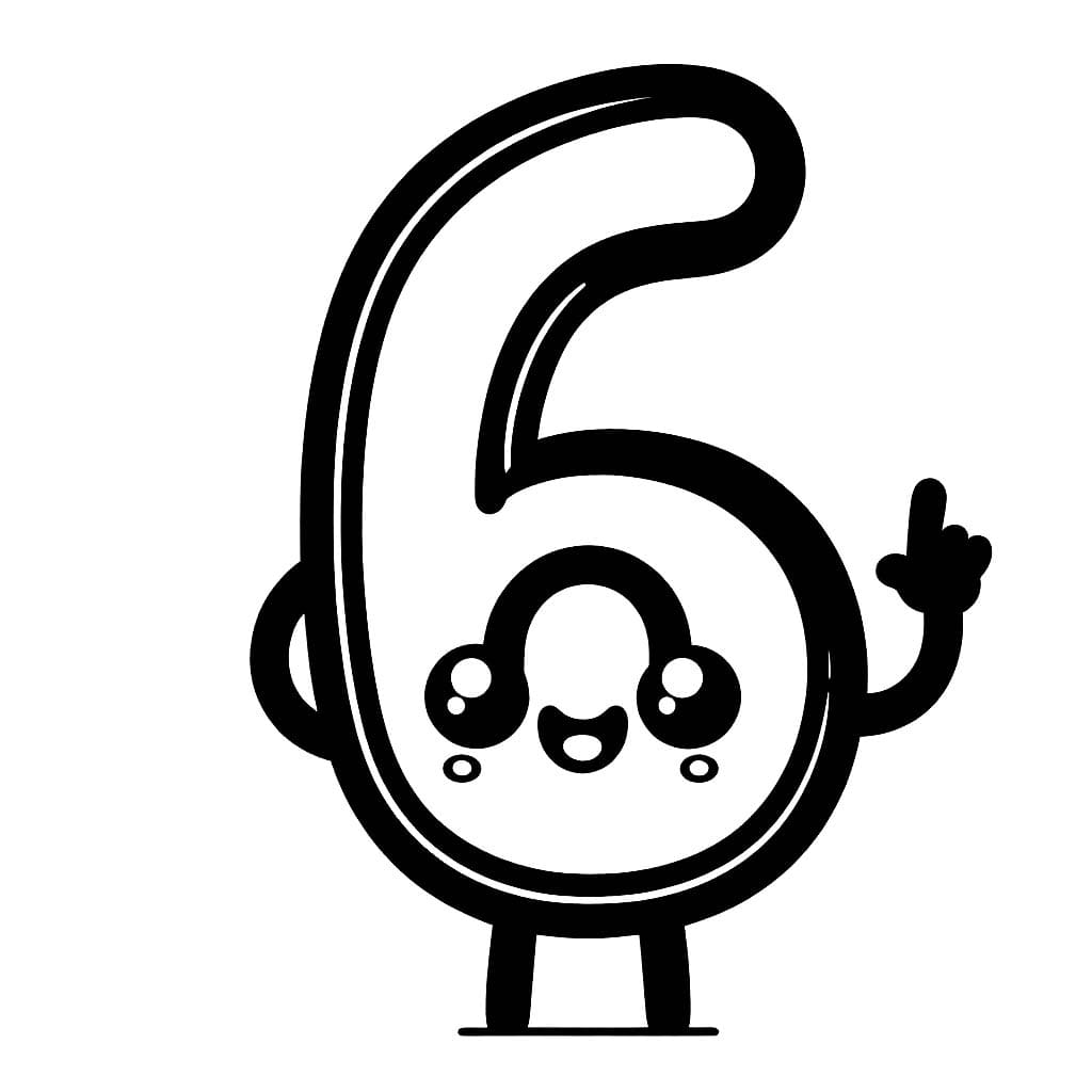 Desenho de Animação Número 6 para Colorir