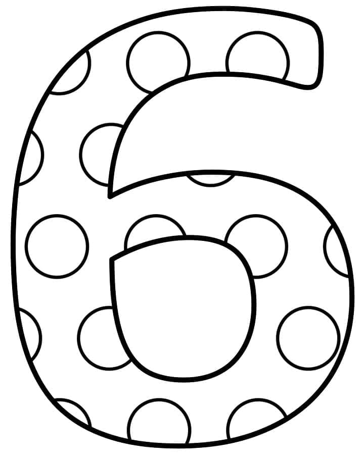 Desenho de Belo Número 6 para Colorir
