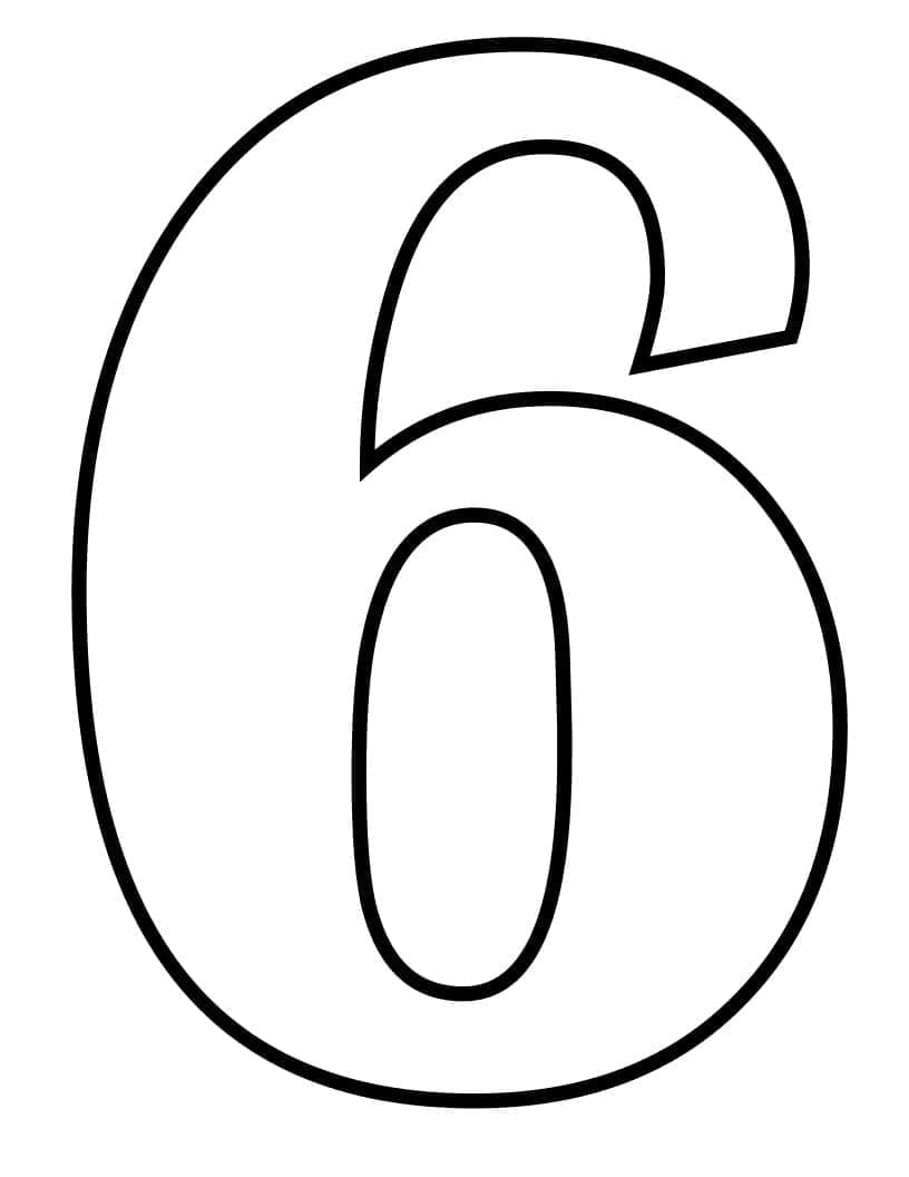 Desenho de Imagem do Número 6 para Colorir
