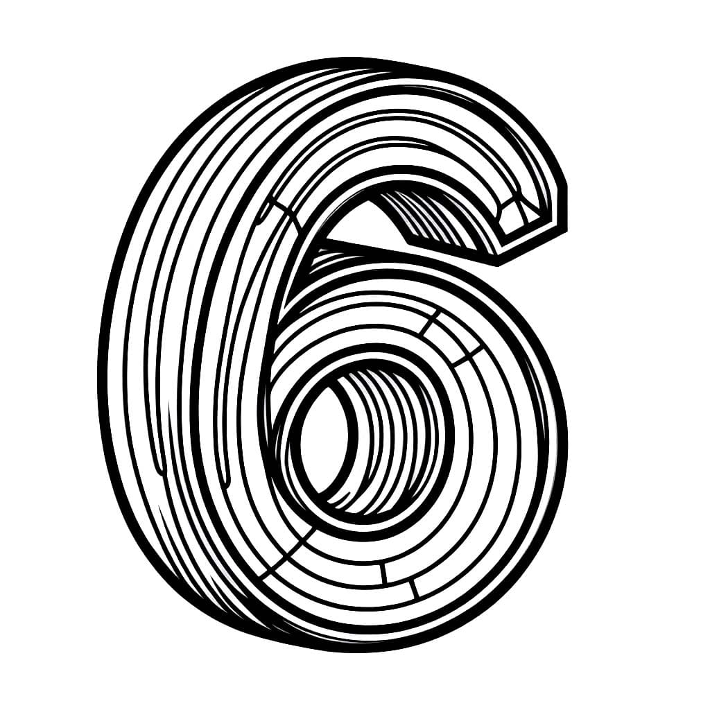 Desenho de Número 6 3D para Colorir