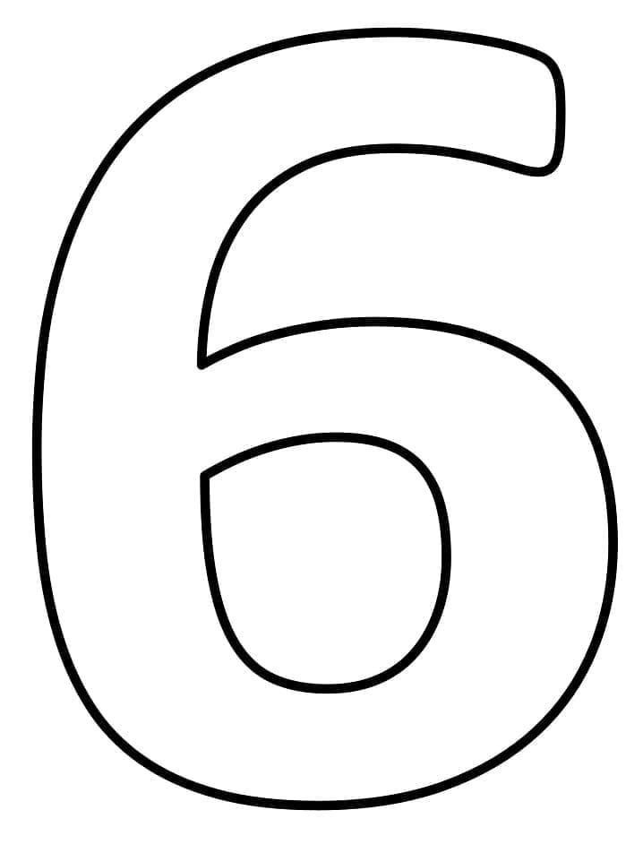 Desenho de Número 6 Fácil para Colorir