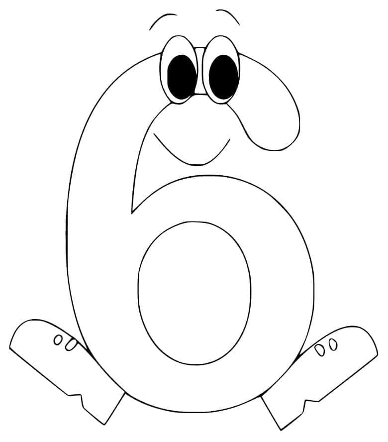 Desenho de Número 6 Fofo para Colorir