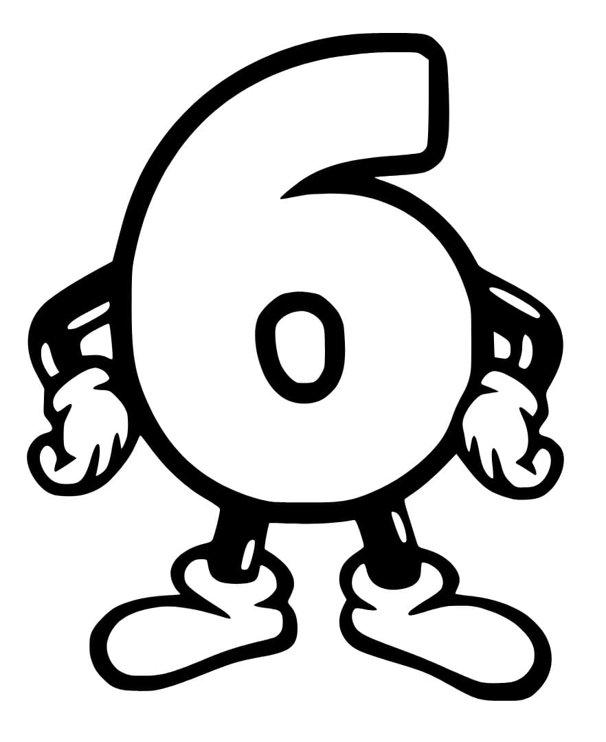Desenho de Número 6 Grátis para Crianças para Colorir