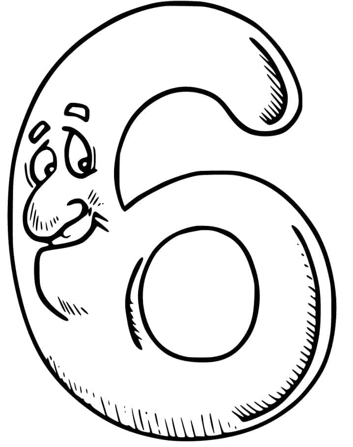 Desenho de Número 6 para Crianças para Colorir