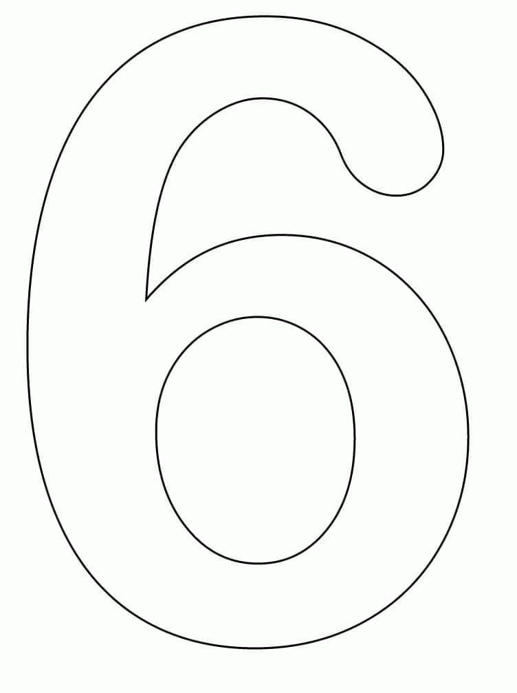 Desenho de Número 6 Simples para Colorir