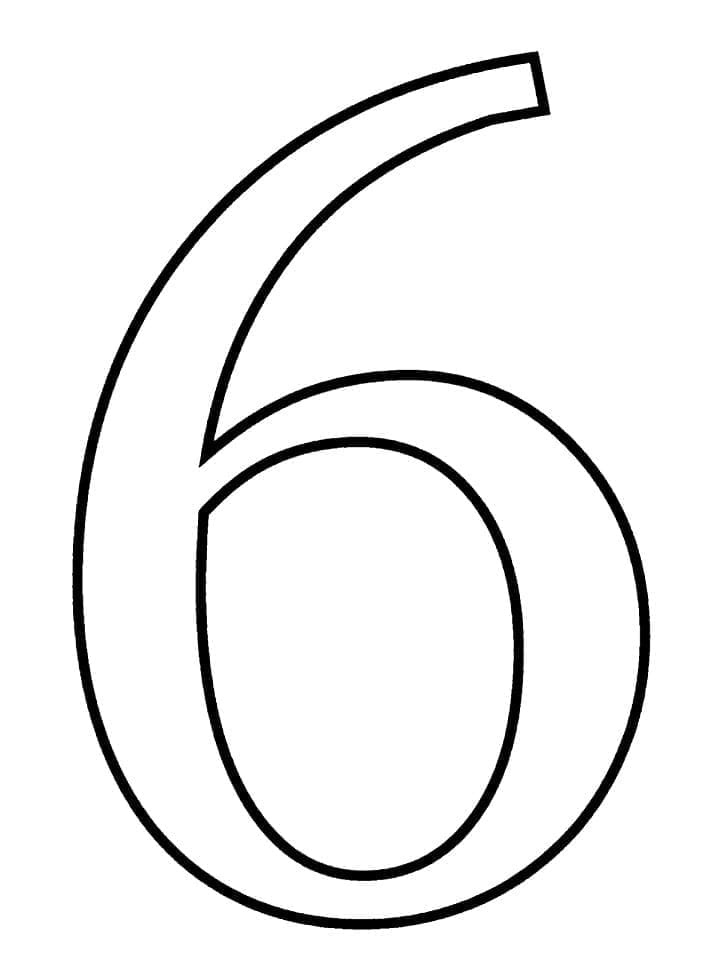 Desenho de o Número 6 para Colorir