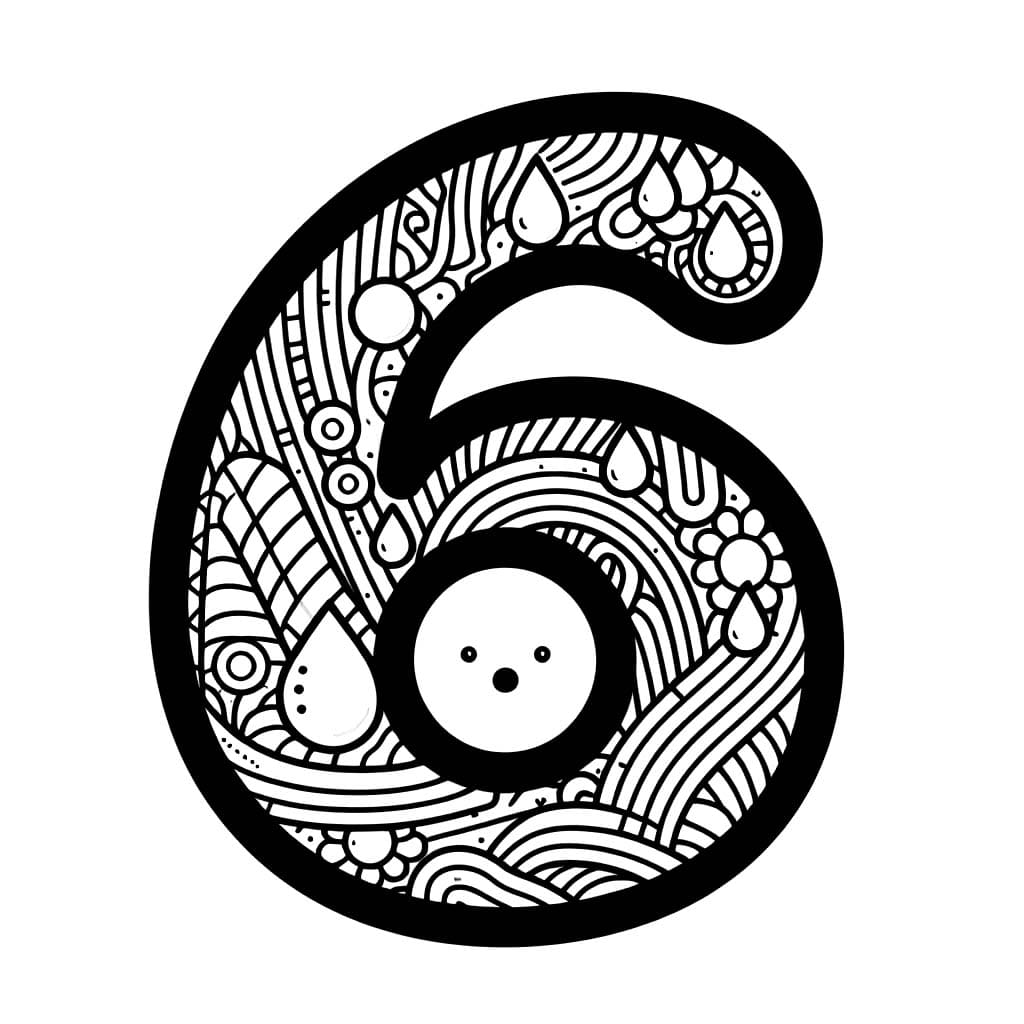 Desenhos de Número 6 para Colorir