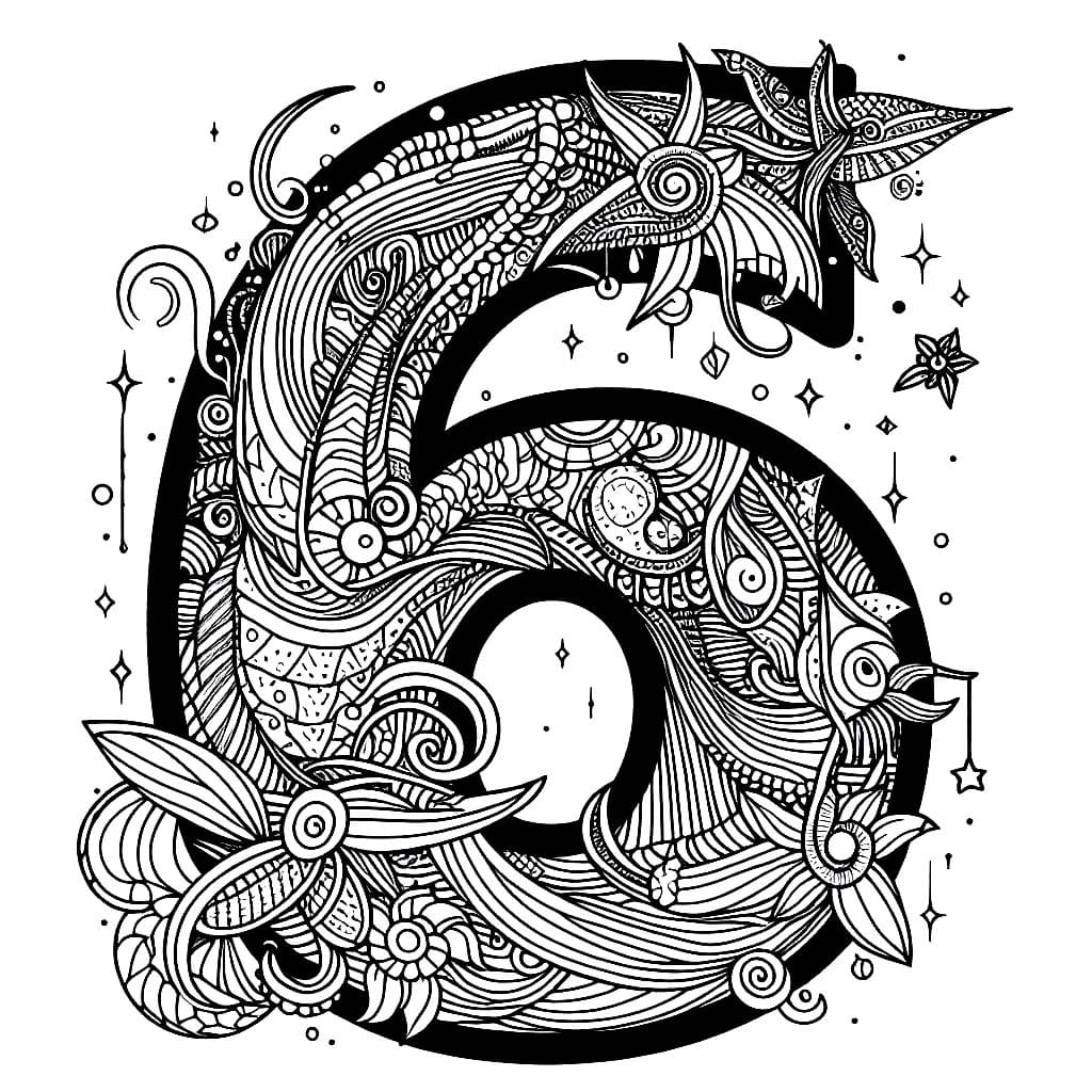 Desenho de Padrão Floral Número 6 para Colorir