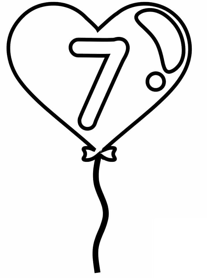 Desenho de Balão Número 7 para Colorir
