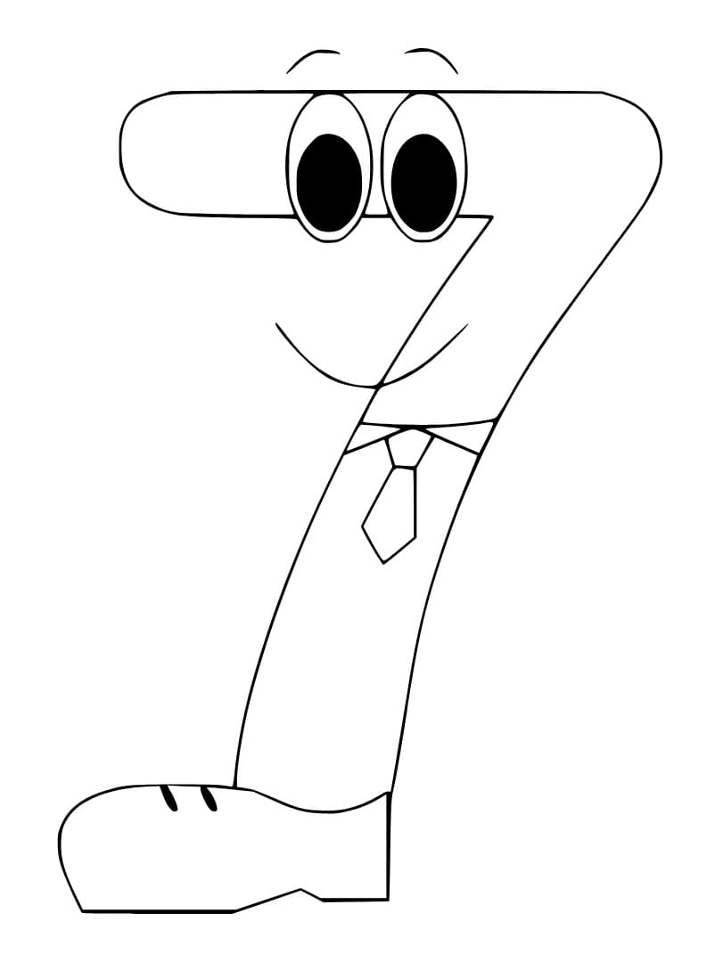 Desenho de Número 7 Animado para Colorir