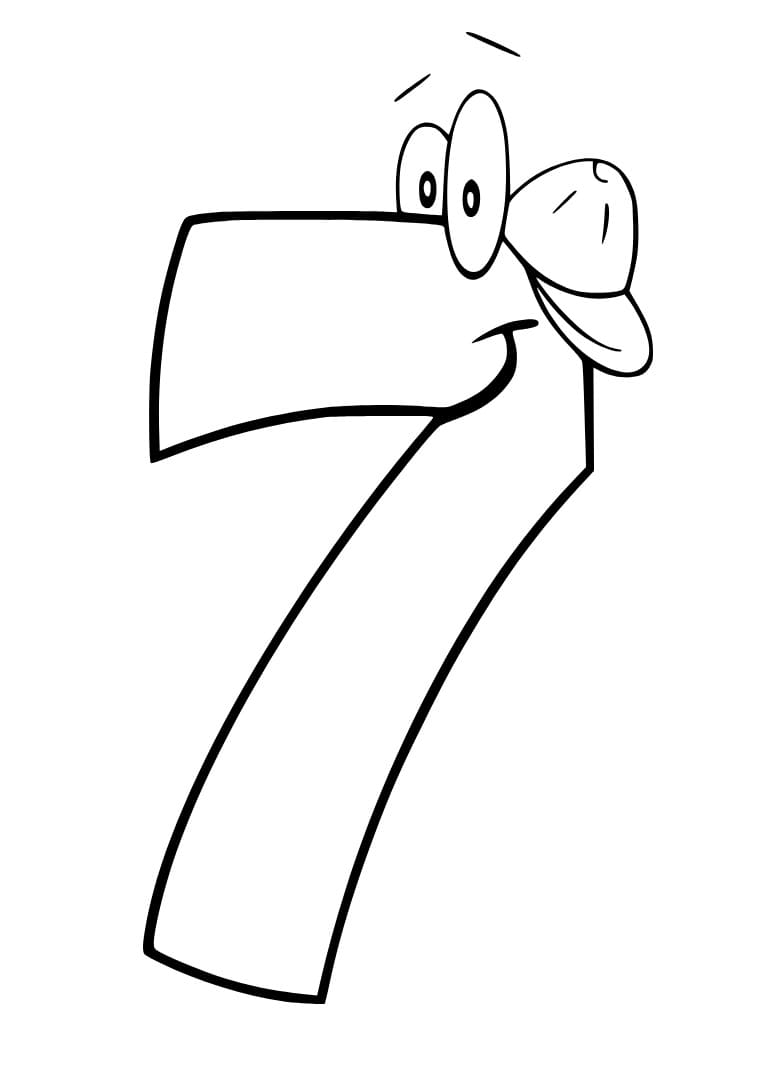 Desenho de Número 7 de Desenho Animado para Colorir