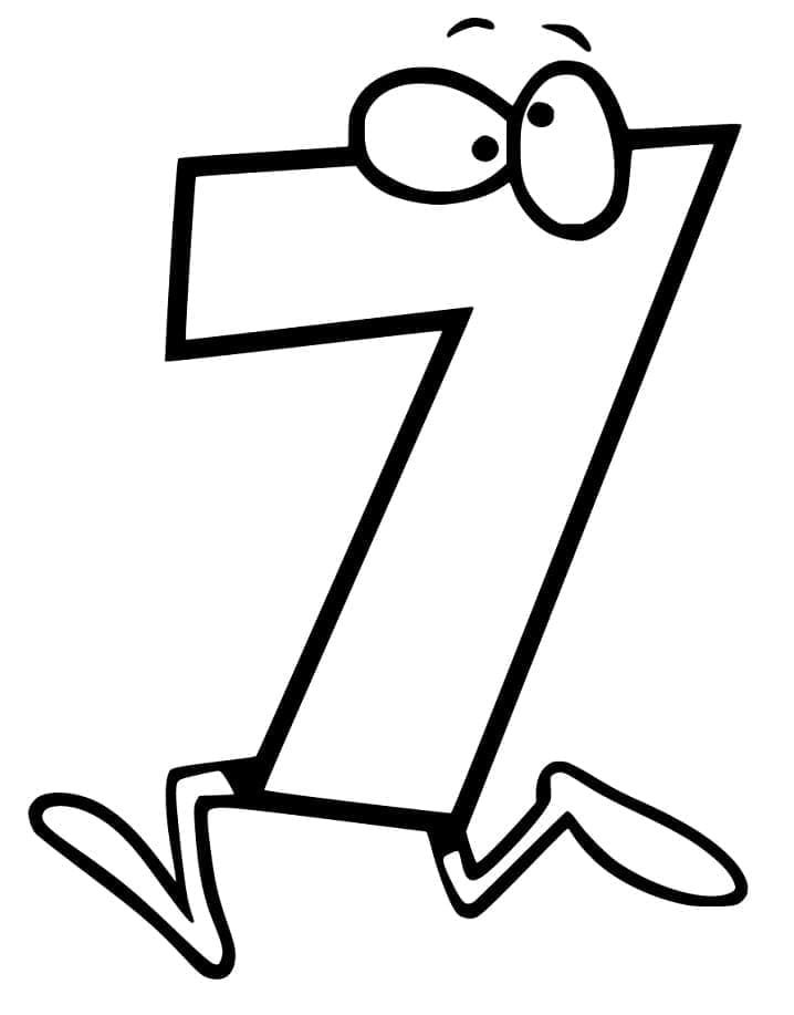 Desenho de Número 7 Engraçado para Colorir