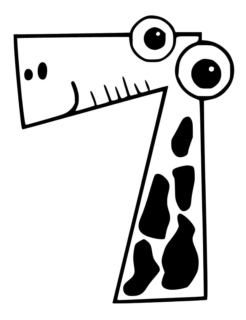 Desenho de Número 7 Fofo para Colorir