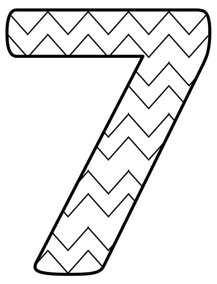 Desenho de Número 7 Grátis para Colorir