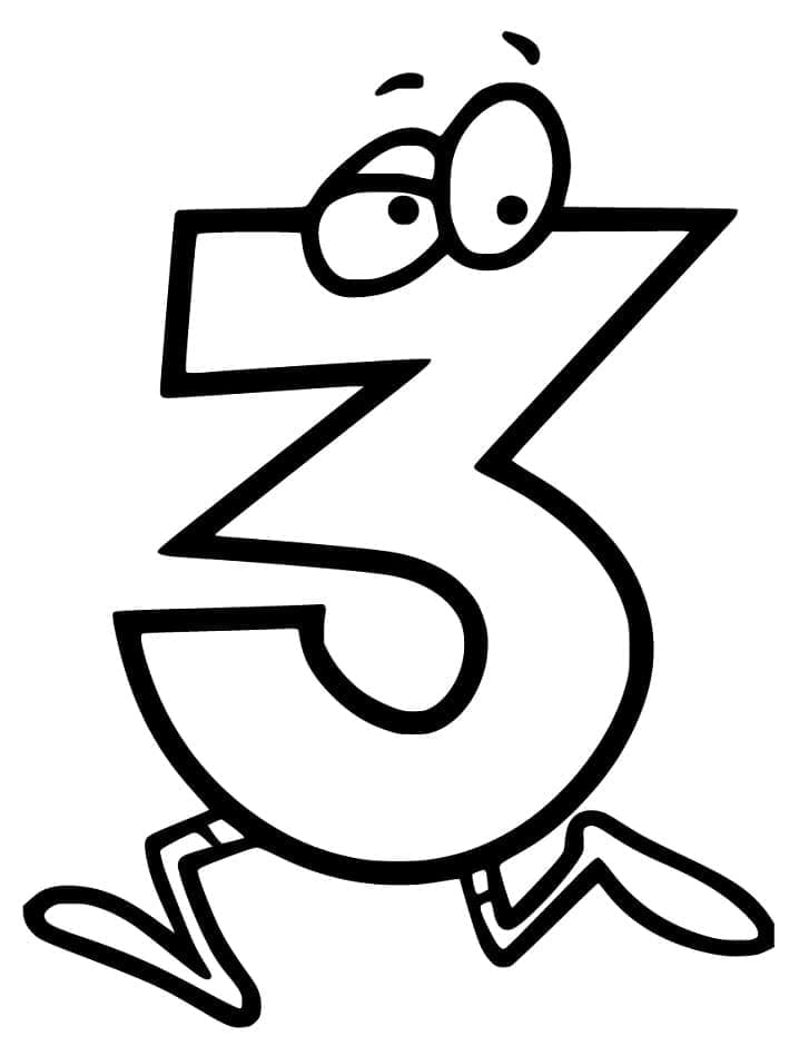 Desenho de Número 3 Engraçado para Colorir
