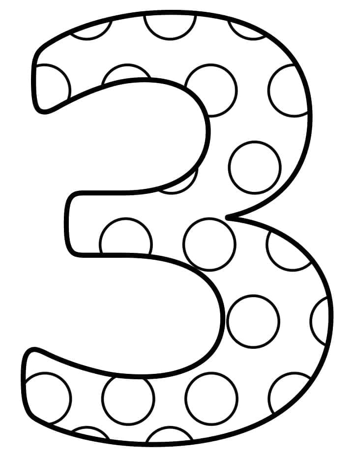 Desenho de Número 3 Grátis para Colorir
