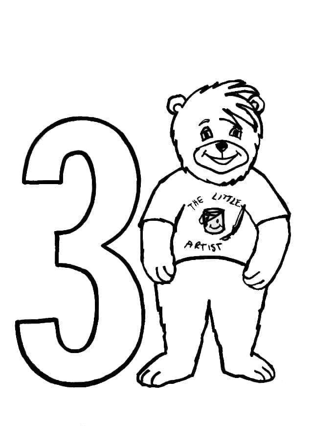 Desenho de Número 3 Grátis para Crianças para Colorir