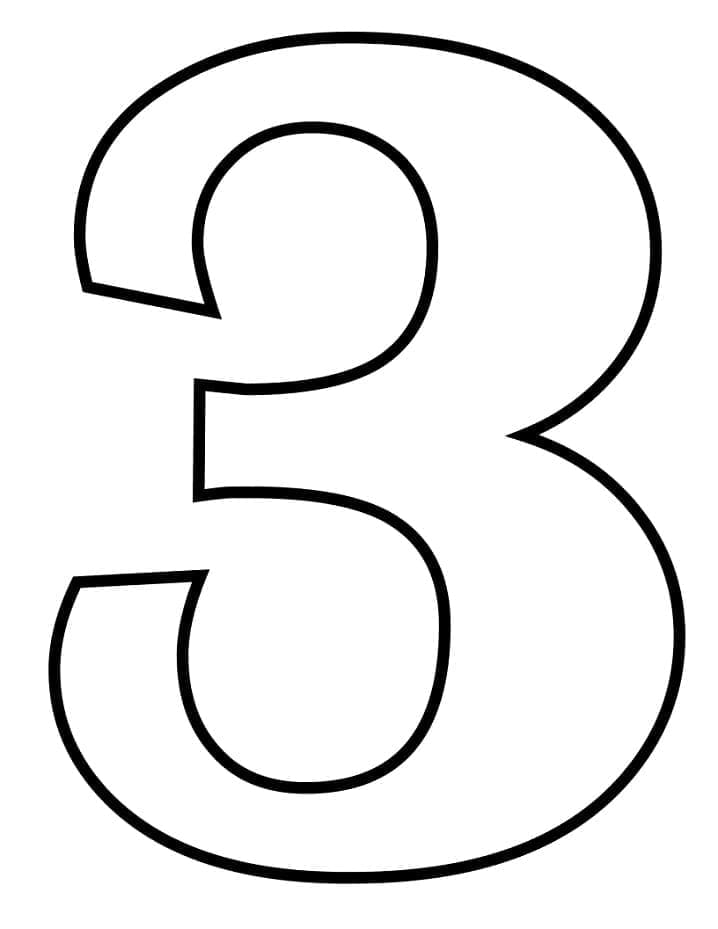 Desenho de Número 3 Perfeito para Colorir