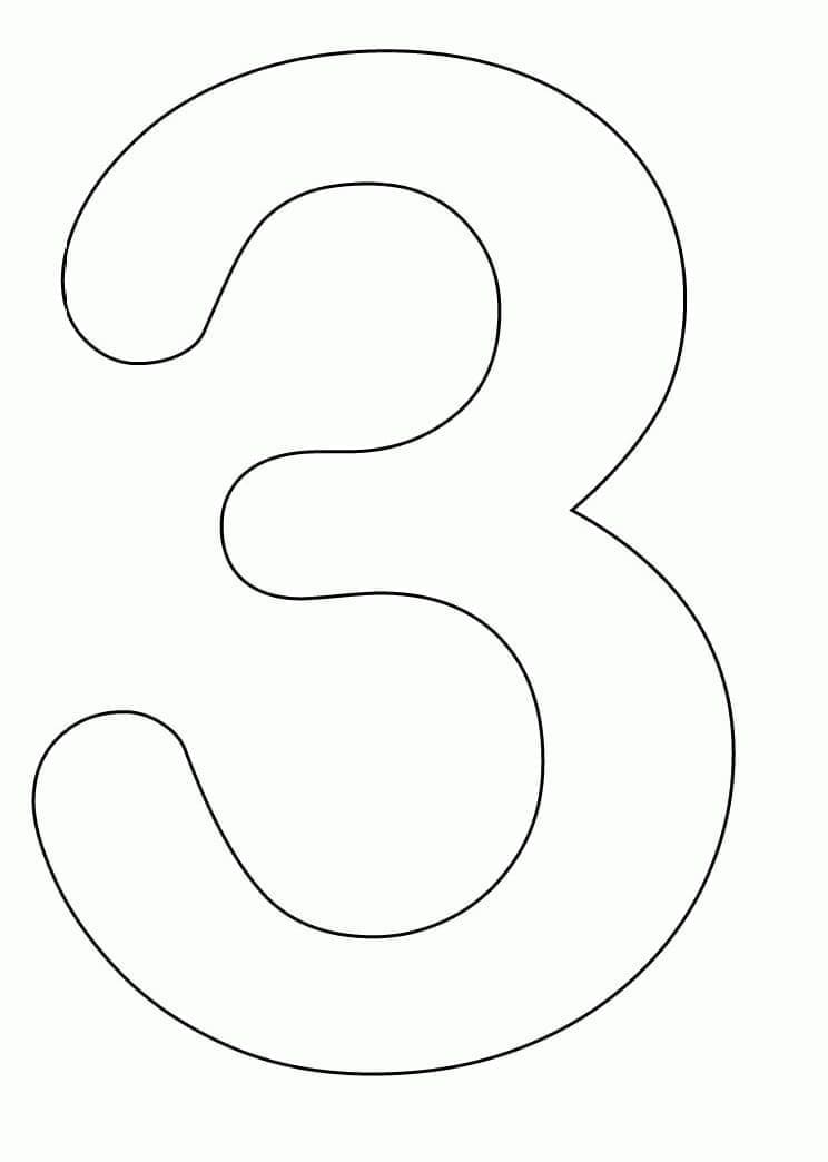 Desenho de Número 3 Simples para Colorir