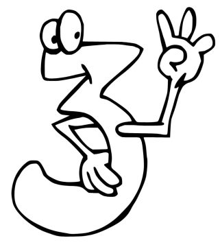 Desenho de número 3 Sorridente para Colorir