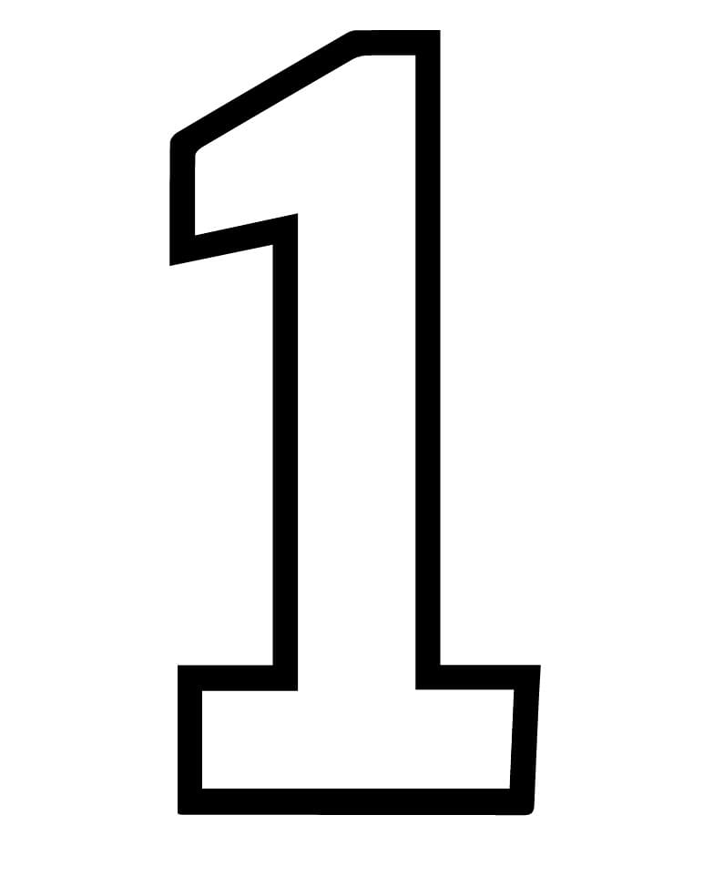 Desenho de Número 1 Imprimivel para Colorir