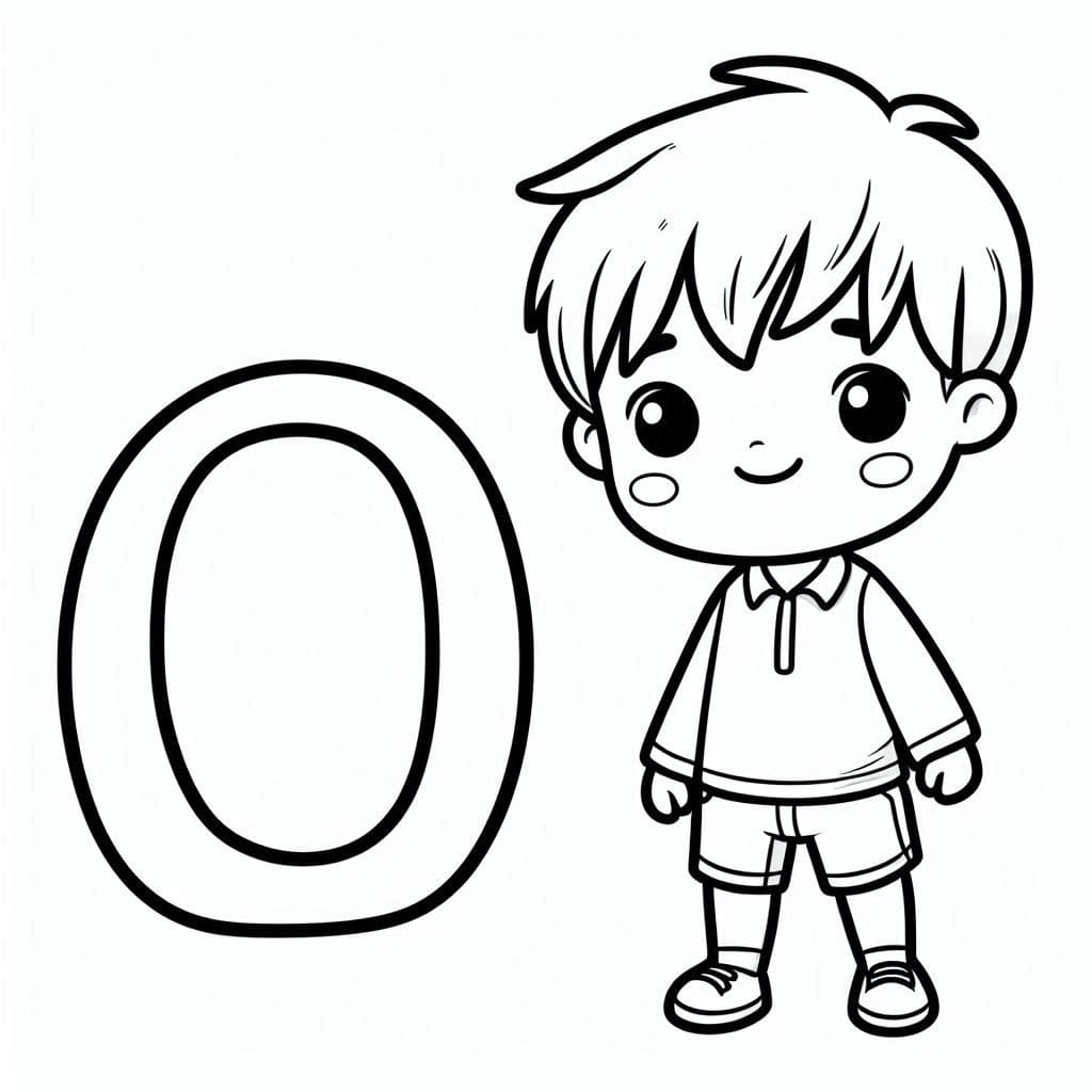 Desenho de Menino com Número 0 para Colorir