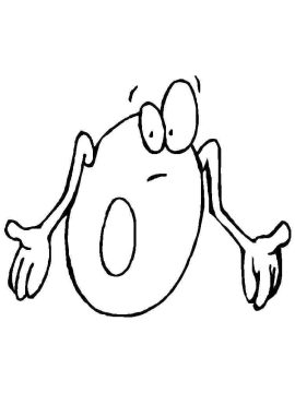 Desenho de número 0 engraçado para Colorir1