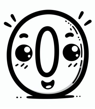 Desenho de número 0 Kawaii para Colorir