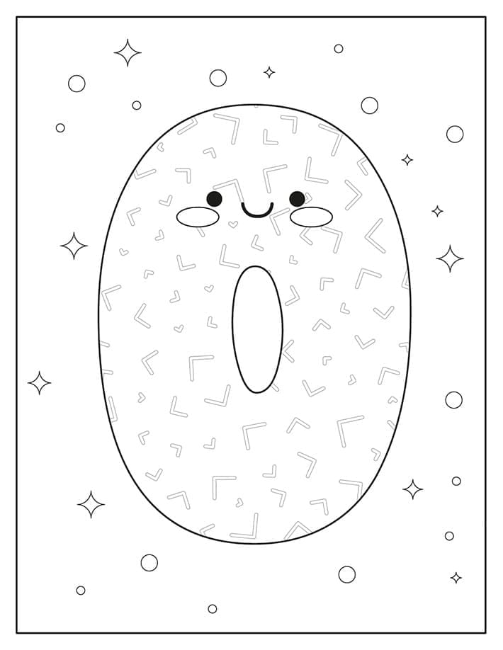 Desenho de Bonito Número 0 para Colorir